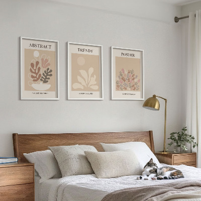 Gerahmtes bilderset Pflanzenmotive beige braun