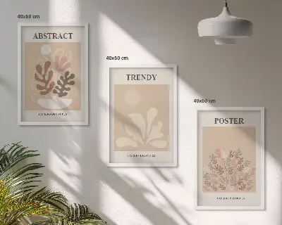 Gerahmtes Bilderset mit Pflanzenmotiven in Beige und Braun