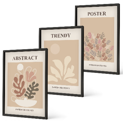 Gerahmtes bilderset Pflanzenmotive beige braun