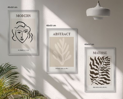 Bilder-3er-set mit rahmen Gesicht Blätter Kunst Matisse