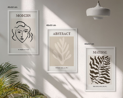 Bilder-3er-set mit rahmen Gesicht Blätter Kunst Matisse