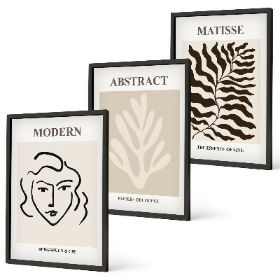 Bilder-3er-set mit rahmen Gesicht Blätter Kunst Matisse