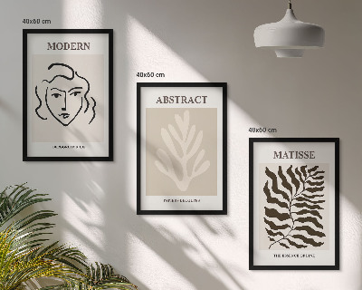 Bilder-3er-set mit rahmen Gesicht Blätter Kunst Matisse