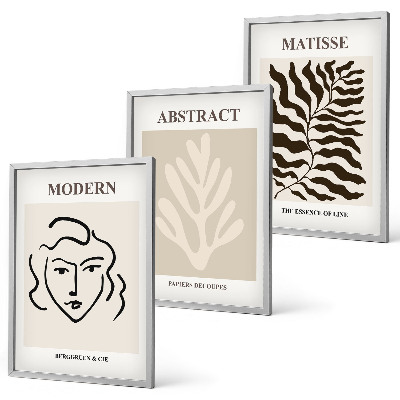 Bilder-3er-set mit rahmen Gesicht Blätter Kunst Matisse