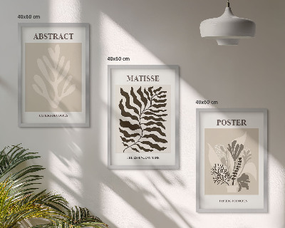 Gerahmtes bilderset Beige-braune Pflanzenmuster