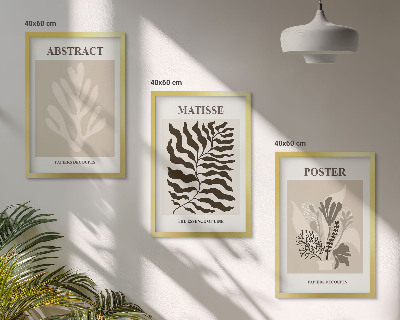 Gerahmtes bilderset Beige-braune Pflanzenmuster