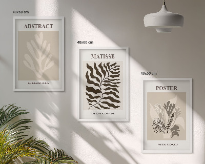 Gerahmtes bilderset Beige-braune Pflanzenmuster