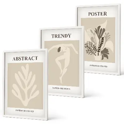 Gerahmtes Bilderset mit beige-braunem Blumenmuster