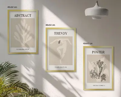 Gerahmtes Bilderset mit beige-braunem Blumenmuster