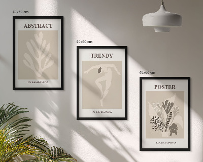 Gerahmtes bilderset Blumenmuster beige braun