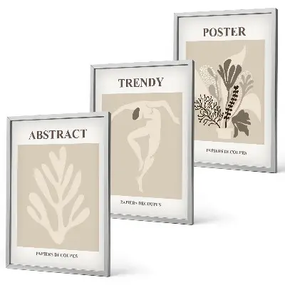 Gerahmtes Bilderset mit beige-braunem Blumenmuster