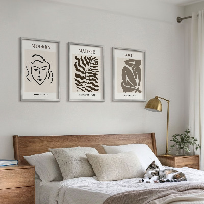 Bilder-3er-set mit rahmen Stilvolle Grafiken, Linien, Zeichen