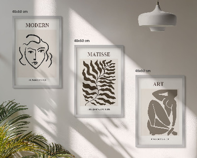 Bilder-3er-set mit rahmen Stilvolle Grafiken, Linien, Zeichen