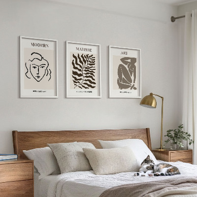 Bilder-3er-set mit rahmen Stilvolle Grafiken, Linien, Zeichen