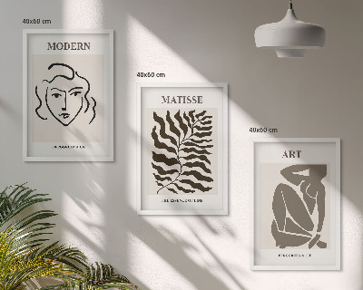 Bilder-3er-set mit rahmen Stilvolle Grafiken, Linien, Zeichen