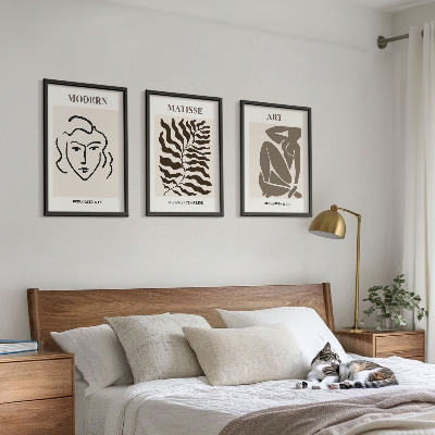 Bilder-3er-set mit rahmen Stilvolle Grafiken, Linien, Zeichen