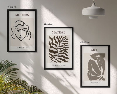 Bilder-3er-set mit rahmen Stilvolle Grafiken, Linien, Zeichen