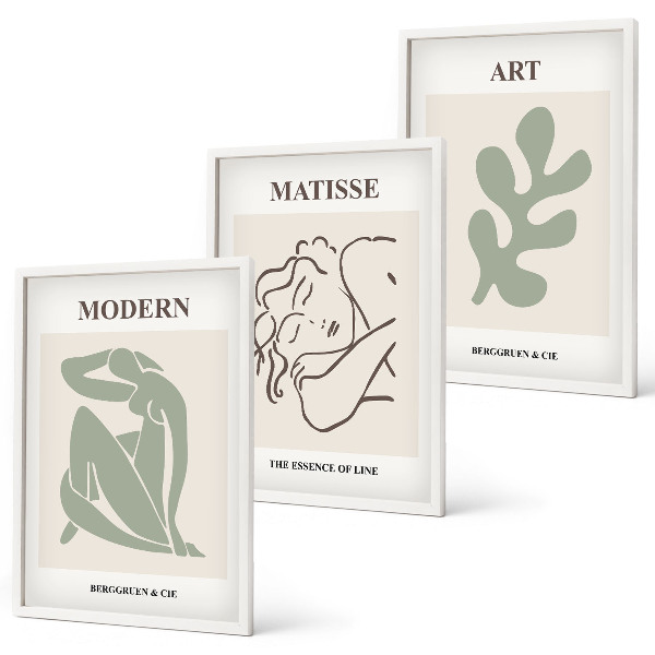 Bilder-3er-set mit rahmen Stilvolles Design mit Pflanzenmotiven