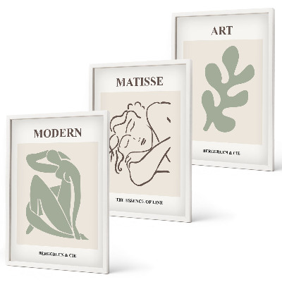 Bilder-3er-set mit rahmen Stilvolles Design mit Pflanzenmotiven