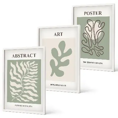 3er-Set Wandbilder mit Matisse-Pflanzenmotiven inklusive Rahmen