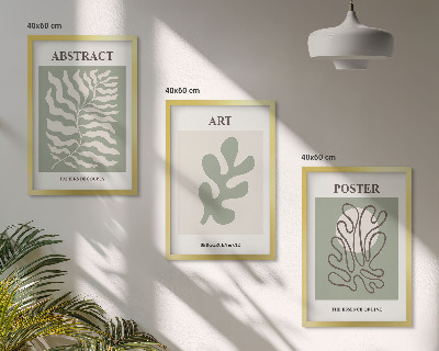 Bilder-3er-set mit rahmen Poster mit Pflanzenmustern von Matisse