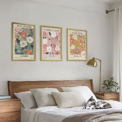 Gerahmtes Bilderset mit Blumenmuster aus London, Tokio und Amsterdam