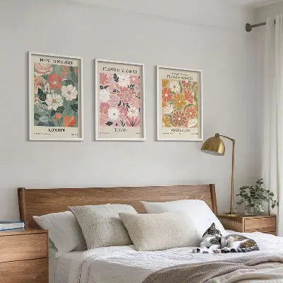 Gerahmtes Bilderset mit Blumenmuster aus London, Tokio und Amsterdam