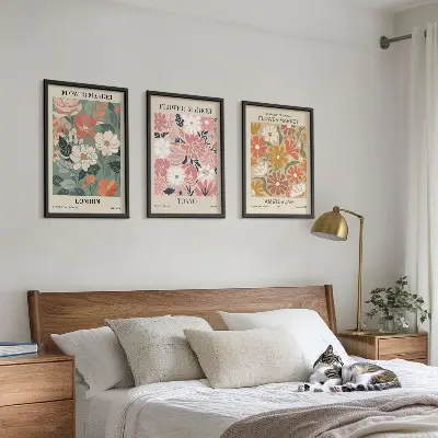 Gerahmtes Bilderset mit Blumenmuster aus London, Tokio und Amsterdam
