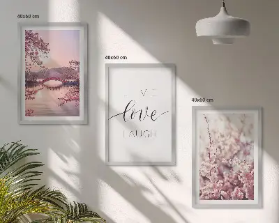 Blumenbrücken Inschriftenmotiv 3er-Set Bilder mit Rahmen