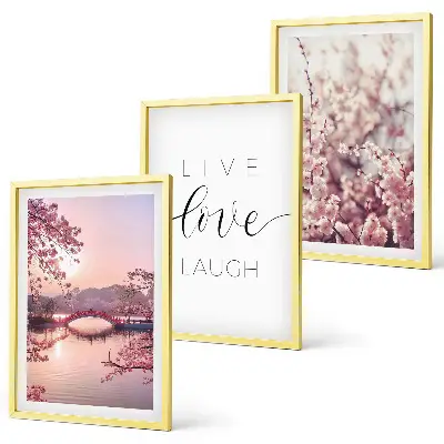 Blumenbrücken Inschriftenmotiv 3er-Set Bilder mit Rahmen