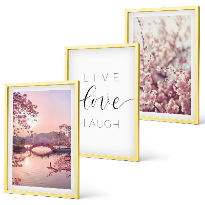 Bilder-3er-set mit rahmen Blumenbrücken-Inschriftenmotiv