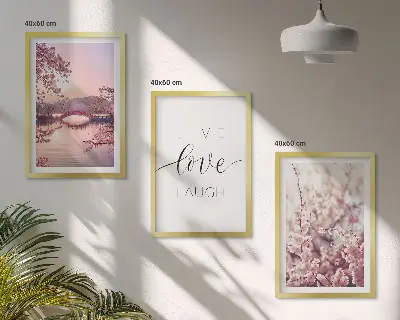 Blumenbrücken Inschriftenmotiv 3er-Set Bilder mit Rahmen