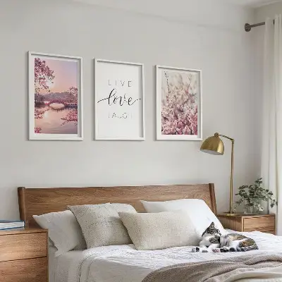 Blumenbrücken Inschriftenmotiv 3er-Set Bilder mit Rahmen