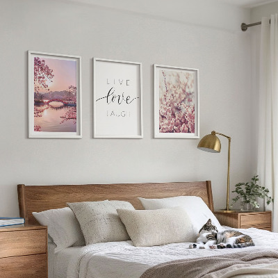 Bilder-3er-set mit rahmen Blumenbrücken-Inschriftenmotiv