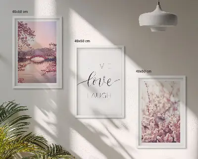 Blumenbrücken Inschriftenmotiv 3er-Set Bilder mit Rahmen