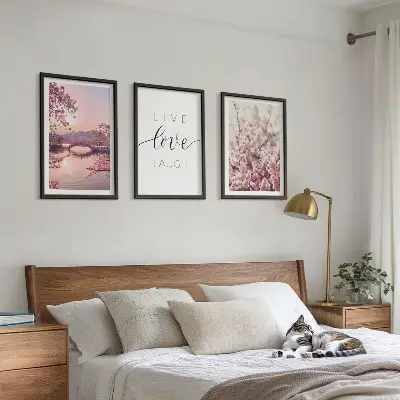 Blumenbrücken Inschriftenmotiv 3er-Set Bilder mit Rahmen
