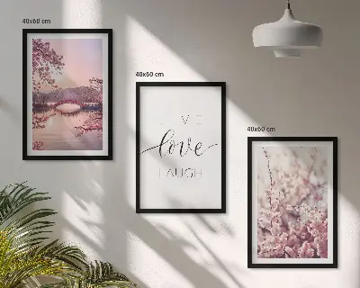 Blumenbrücken Inschriftenmotiv 3er-Set Bilder mit Rahmen