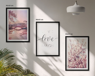 Bilder-3er-set mit rahmen Blumenbrücken-Inschriftenmotiv