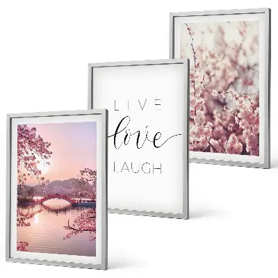 Blumenbrücken Inschriftenmotiv 3er-Set Bilder mit Rahmen