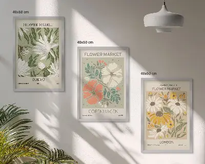 Gerahmtes Bilderset mit Blumenmotiven aus Städten weltweit