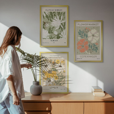 Gerahmtes bilderset Blumenmotive aus Städten auf der ganzen Welt