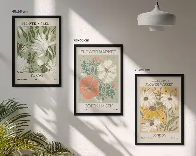 Gerahmtes Bilderset mit Blumenmotiven aus Städten weltweit