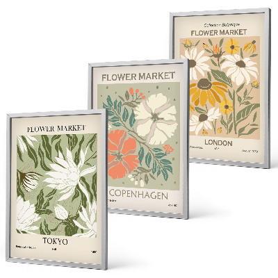 Gerahmtes bilderset Blumenmotive aus Städten auf der ganzen Welt