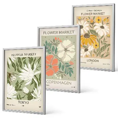 Gerahmtes Bilderset mit Blumenmotiven aus Städten weltweit
