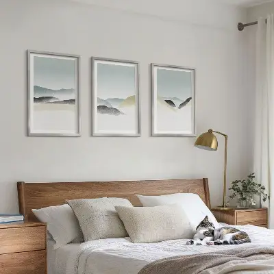 Minimalistische Pastellberge 3er-Set Bilder mit Rahmen