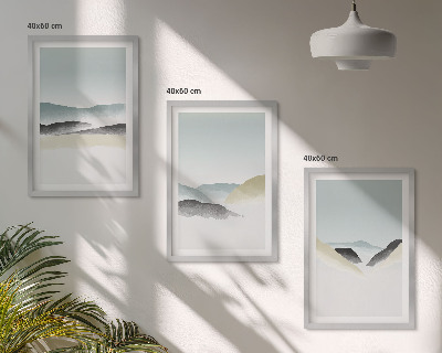 Bilder-3er-set mit rahmen Minimalistische Pastellberge