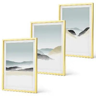 Minimalistische Pastellberge 3er-Set Bilder mit Rahmen
