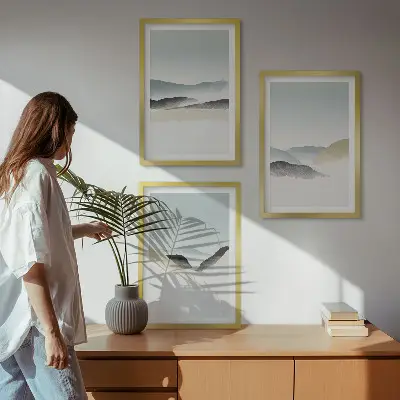 Minimalistische Pastellberge 3er-Set Bilder mit Rahmen