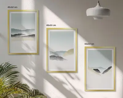 Minimalistische Pastellberge 3er-Set Bilder mit Rahmen