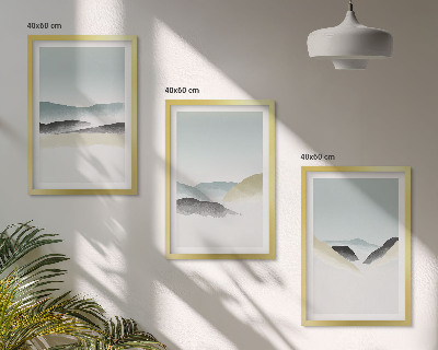 Bilder-3er-set mit rahmen Minimalistische Pastellberge